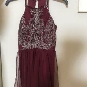 wine colored dress with silver detailing worn once